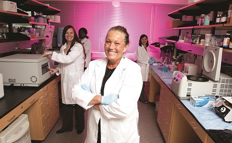 Maureen Groer standing in new biobehavioral lab
